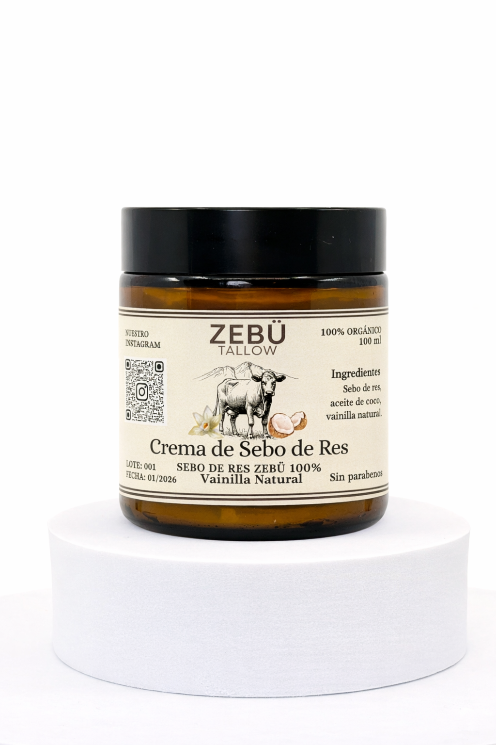 Crema de Sebo de Res + Vainilla y Coco