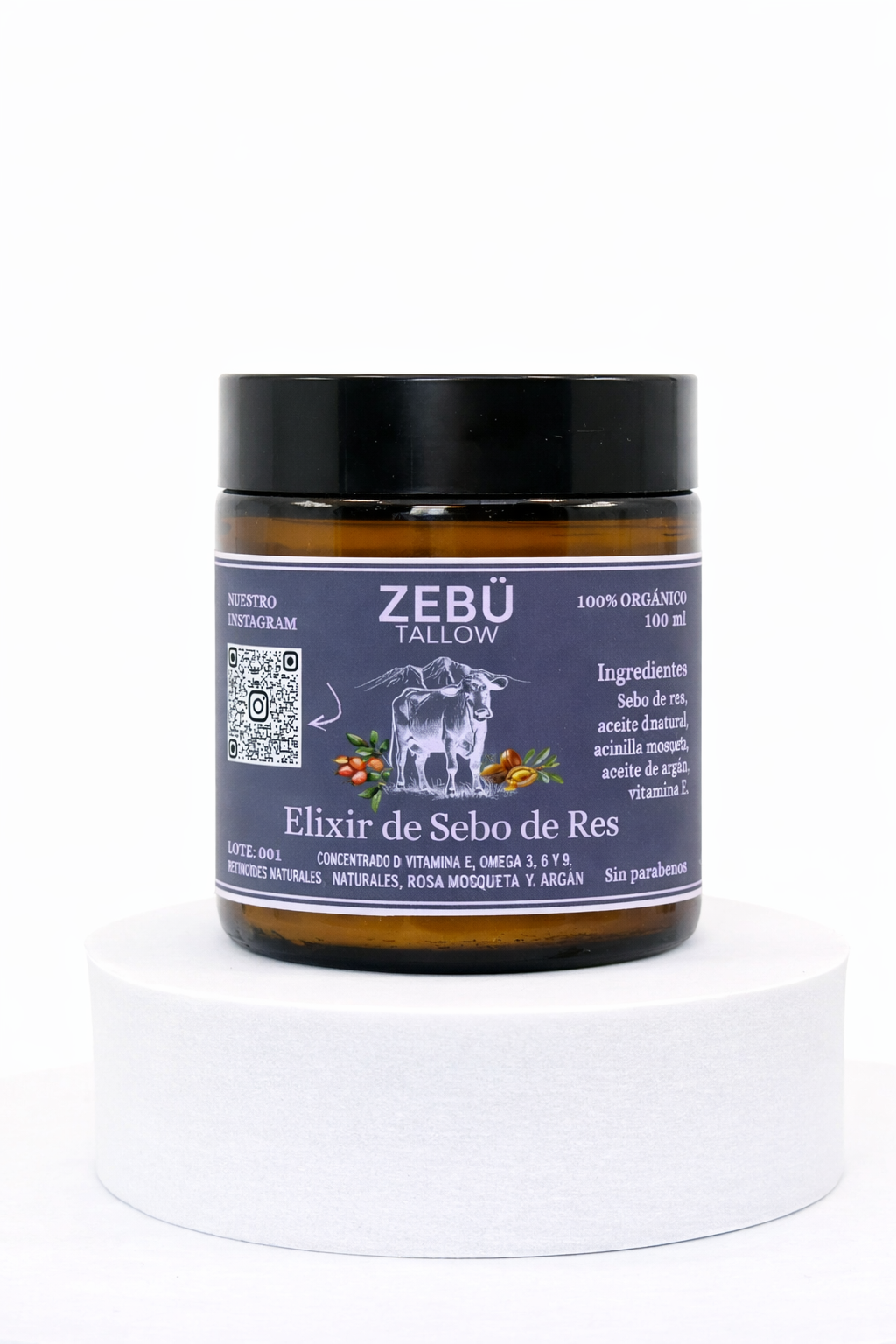 Elixir de Sebo de Res + Vitamina E, Rosa Mosqueta y Escencia de Argan