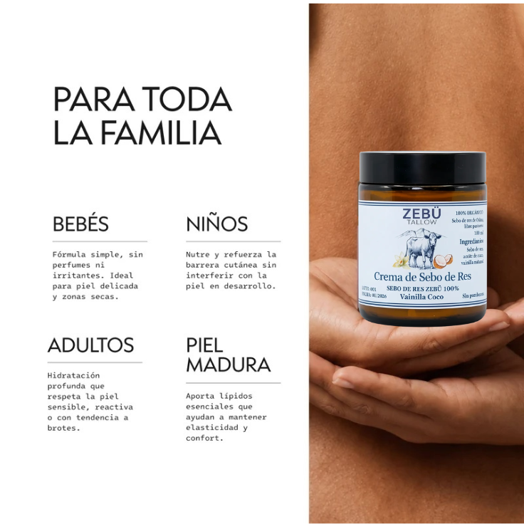 Crema de Sebo de Res + Vainilla y Coco