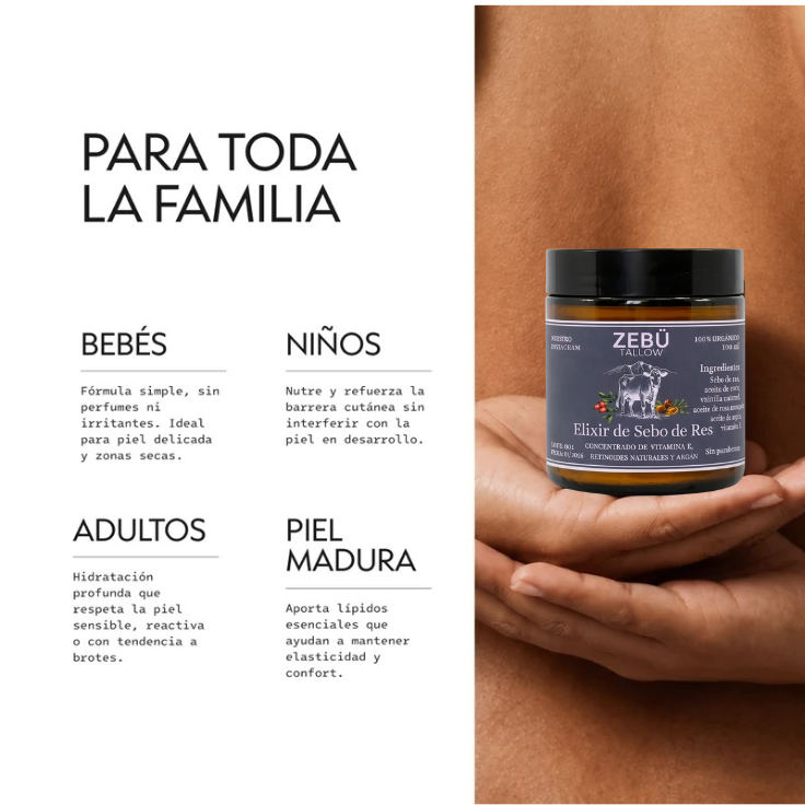 Elixir de Sebo de Res + Vitamina E, Rosa Mosqueta y Escencia de Argan