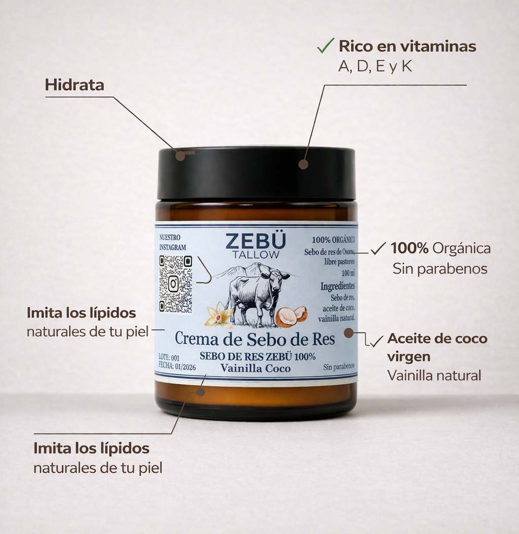 Crema de Sebo de Res + Vainilla y Coco