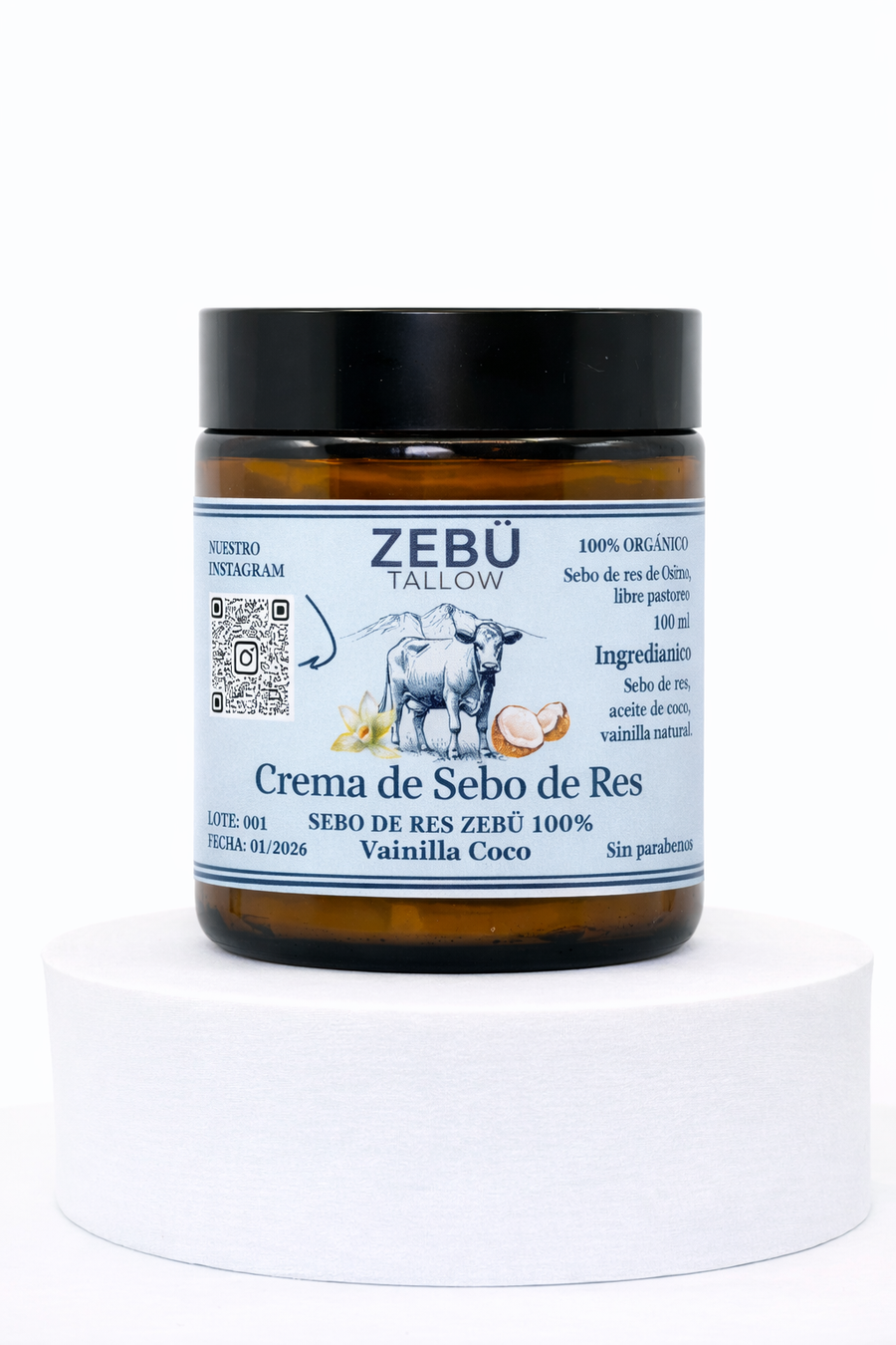 Crema de Sebo de Res + Vainilla y Coco